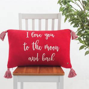 Cushion Cover Design Mishka Cushion Cover (Red & Natural, 41 x 61 cm  (16" X 24") Cushion Size)