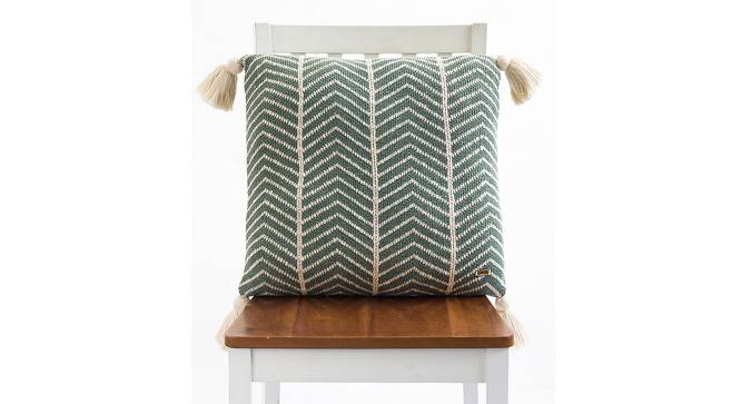 Adley Cushion Cover (46 x 46 cm  (18" X 18") Cushion Size, Indus Blue & Natural) by Urban Ladder - Front View Design 1 - 447214