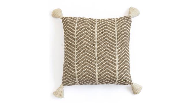 Amory Cushion Cover (46 x 46 cm  (18" X 18") Cushion Size, Stone & Natural) by Urban Ladder - Cross View Design 1 - 447227