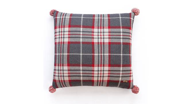 Bryson Cushion Cover (51 x 51 cm  (20" X 20") Cushion Size, Red, Ivory, Light Grey & Dark Grey) by Urban Ladder - Cross View Design 1 - 447233