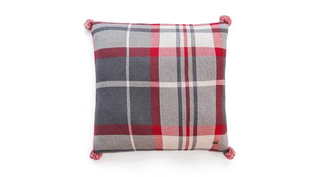 Pike Cushion Cover (51 x 51 cm  (20" X 20") Cushion Size, Red, Ivory & Dark Grey) by Urban Ladder - Cross View Design 1 - 447361