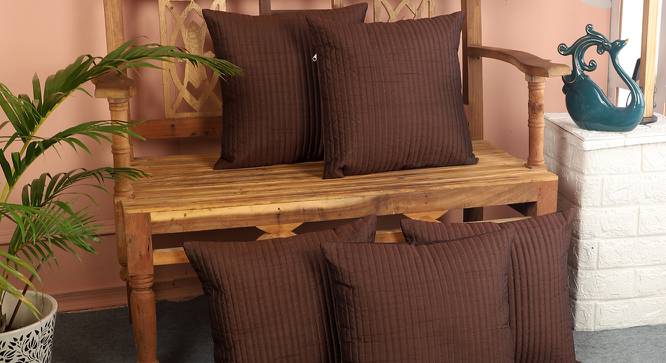 Kinsley (Brown, 41 x 41 cm  (16" X 16") Cushion Size) by Urban Ladder - Front View Design 1 - 448223