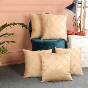 Cushion Cover Design Paisley Cushion Cover Set of 5 (Beige, 41 x 41 cm  (16" X 16") Cushion Size)
