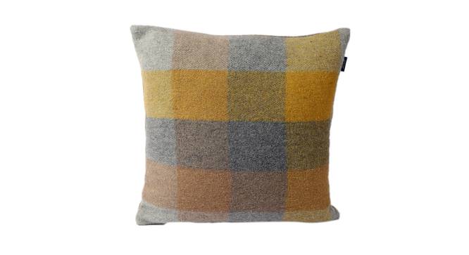 Peace Cushion Cover (41 x 41 cm  (16" X 16") Cushion Size, Grey & Mustard) by Urban Ladder - Front View Design 1 - 448634