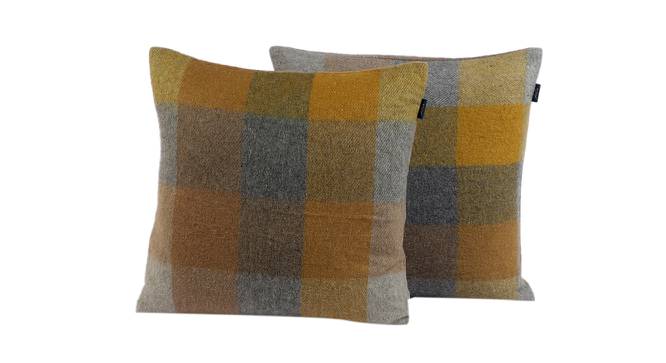 Woodrow Cushion Cover Set of 2 (41 x 41 cm  (16" X 16") Cushion Size, Grey & Mustard) by Urban Ladder - Front View Design 1 - 448635