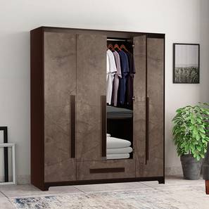 4 Door Wardrobe Design Regal Engineered Wood 4 Door Wardrobe in Walnut Marble Finish Finish