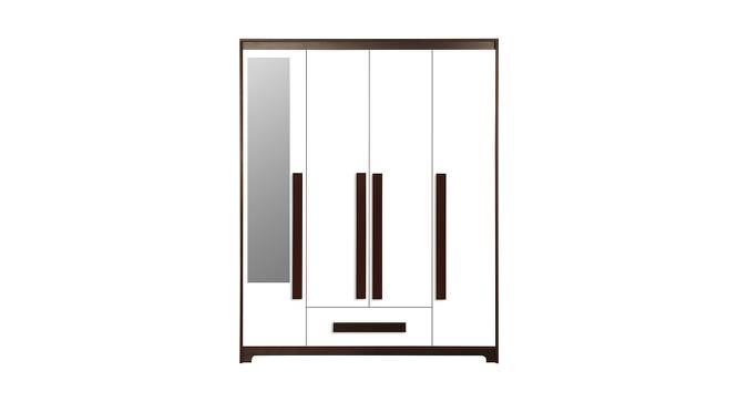 Alaya 4 Door Wardrobe With Mirror (Walnut & White) by Urban Ladder - Front View Design 1 - 448679