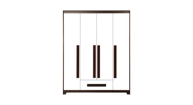Alaya 4 Door Wardrobe Without Mirror (Walnut & White) by Urban Ladder - Front View Design 1 - 448680