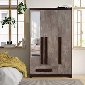 Regal 3 door wardrobe with mirror walnut marble finish lp