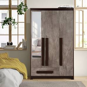 Trevis Design Regal 3 Door Wardrobe With Mirror (Walnut Marble Finish)