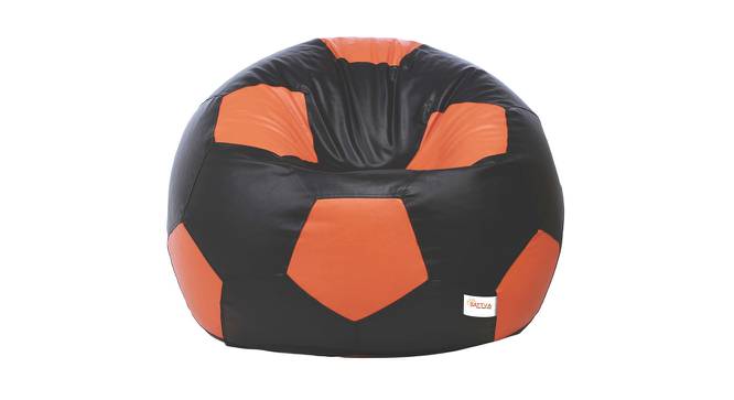 Football Filled (with beans Bean Bag Type, XXXL Bean Bag Size, Black & Orange) by Urban Ladder - Front View Design 1 - 448989