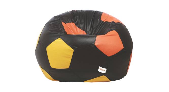 Football Filled (with beans Bean Bag Type, XXXL Bean Bag Size, Black,Orange & Yellow) by Urban Ladder - Front View Design 1 - 448990