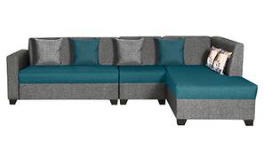 Rowano Sectional Fabric Sofa (Grey & Blue)