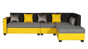 Reuben Sectional Fabric Sofa (Yellow & Grey)