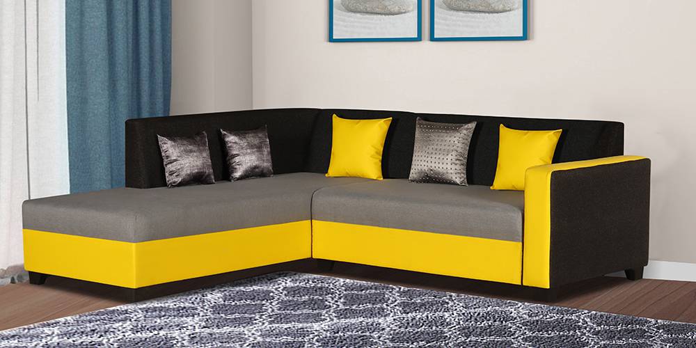 Rowano Sectional Fabric Sofa (Yellow & Grey) by Urban Ladder - - 