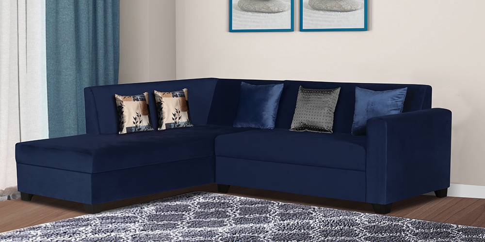 Reuben Sectional Fabric Sofa (Velvet Blue) by Urban Ladder - - 
