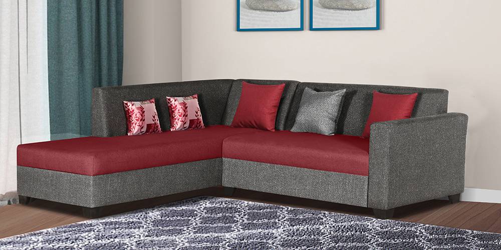 Reuben Sectional Fabric Sofa (Grey & Red) by Urban Ladder - - 