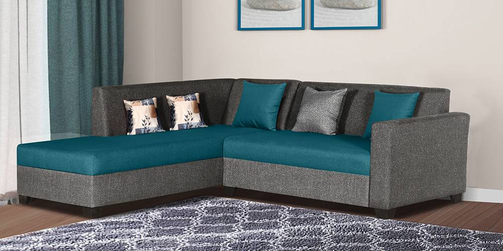Reuben Sectional Fabric Sofa (Grey & Blue) by Urban Ladder - - 