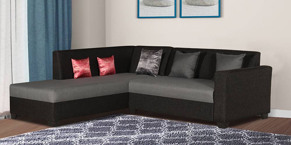 Rowano Sectional Fabric Sofa (Black & Grey) by Urban Ladder - - 
