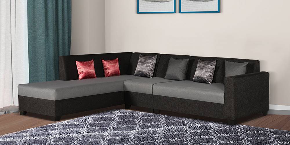Reuben Sectional Fabric Sofa (Black & Grey) by Urban Ladder - - 