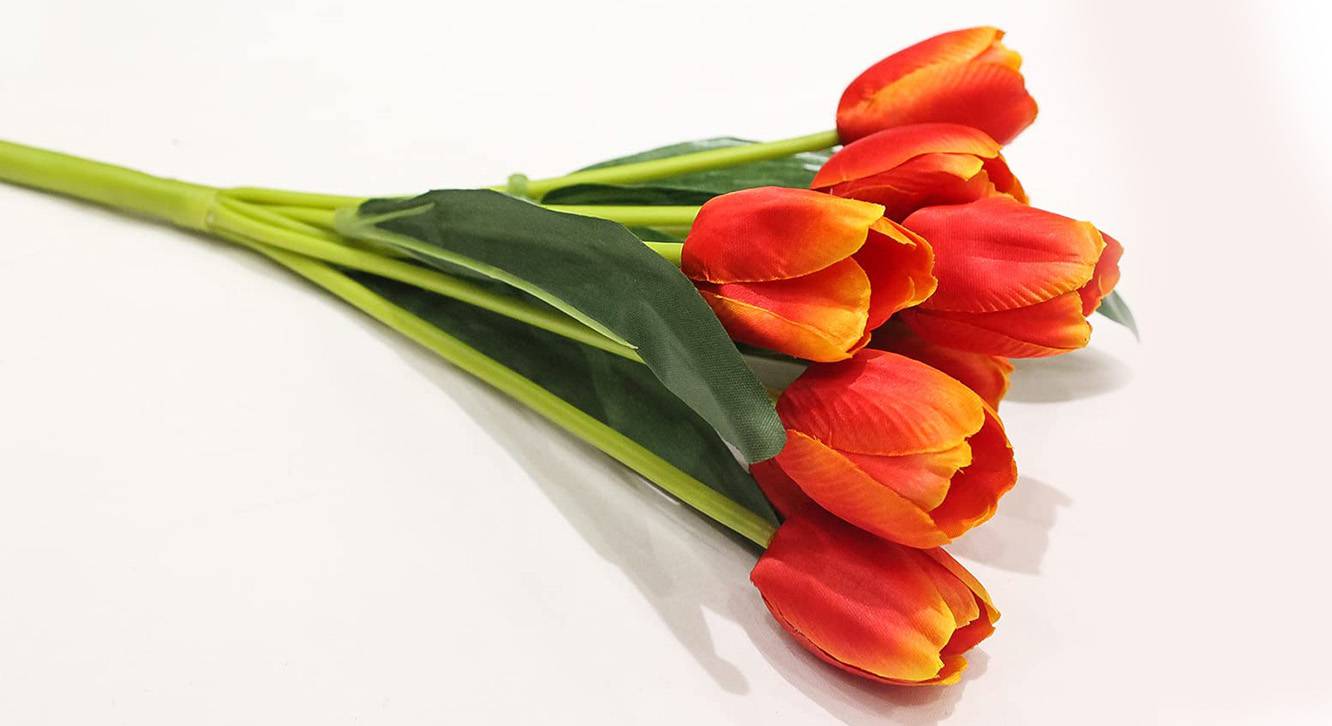 Orange Polyester Artificial Flower Urban Ladder