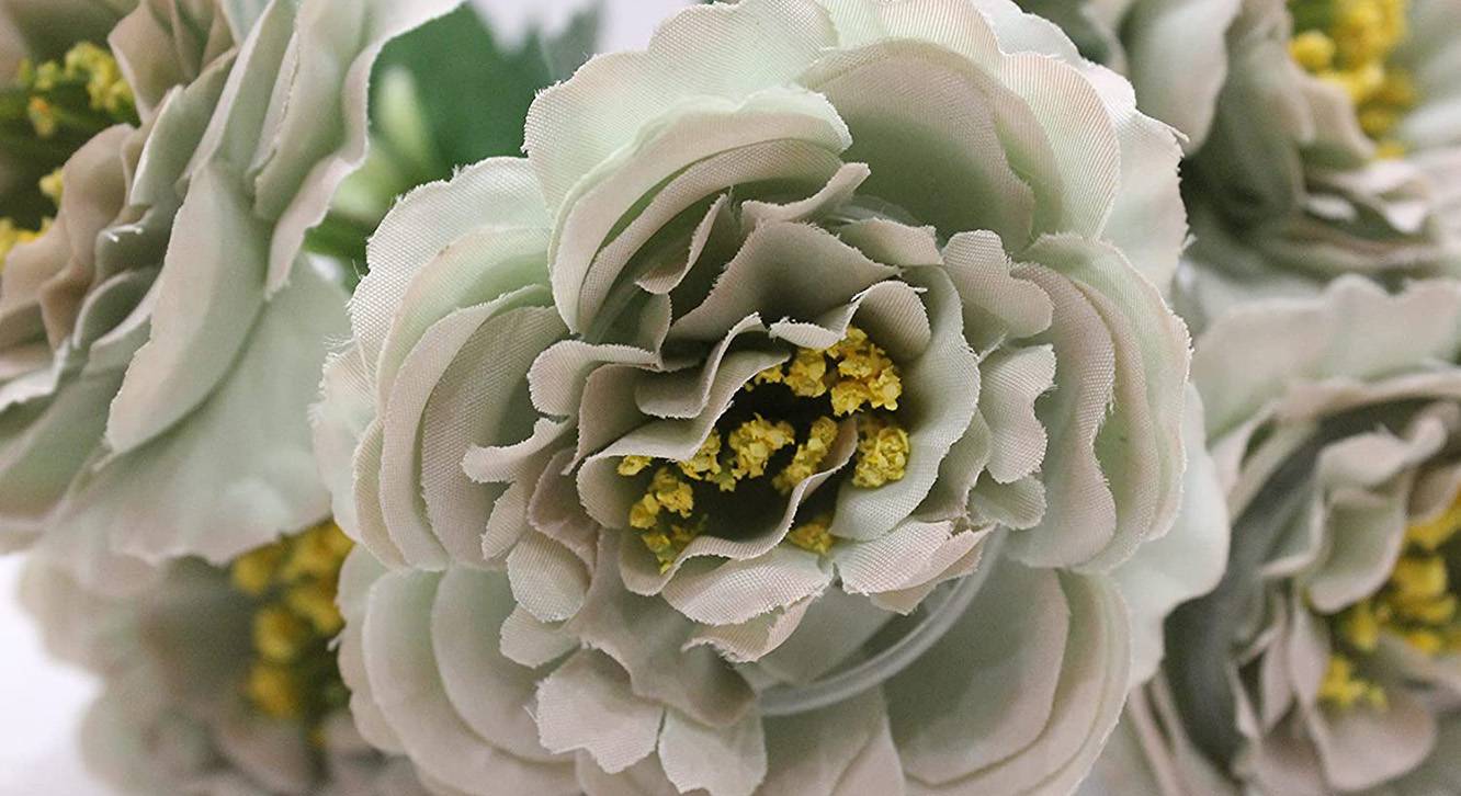 Grey Polyester Inches Artificial Flower Set of Urban Ladder