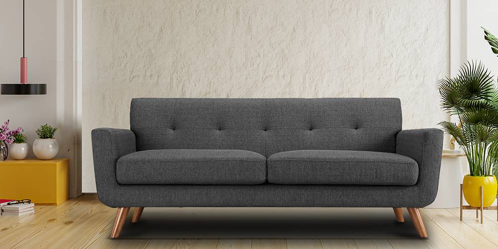 Sao Paulo Fabric Sofa(Grey) (Grey, 3-seater Custom Set - Sofas, None Standard Set - Sofas, Fabric Sofa Material, Regular Sofa Size, Regular Sofa Type) by Urban Ladder - - 