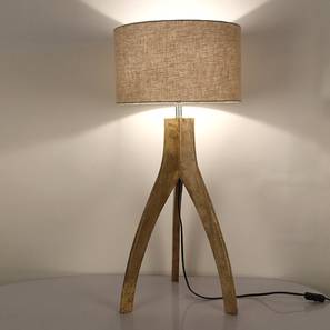 Pinecraft Design Lupen Table Lamp (Linen Shade Material, Beige Shade Colour, Maple)