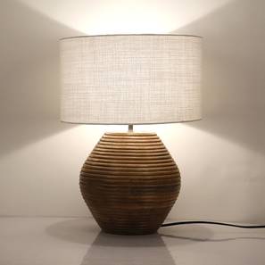 Table Lamps Design Candera Table Lamp (White Shade Colour, Cotton Shade Material, Walnut)
