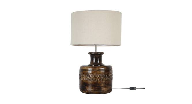 Oakum Table Lamp (Linen Shade Material, Walnut, Beige Shade Colour) by Urban Ladder - Front View Design 1 - 464418