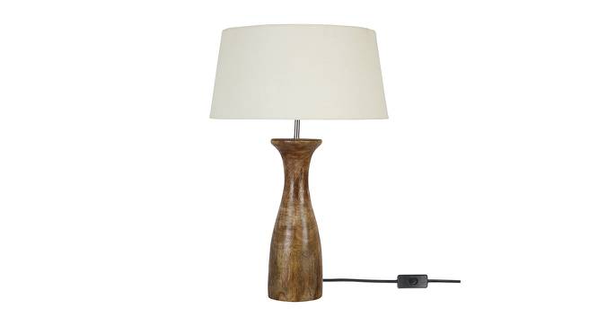Earls Table Lamp (Cotton Shade Material, Off White Shade Colour, Maple) by Urban Ladder - Front View Design 1 - 464420