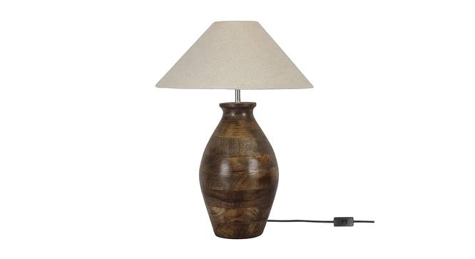 Sandra Table Lamp (Cotton Shade Material, Walnut, Beige Shade Colour) by Urban Ladder - Front View Design 1 - 464423