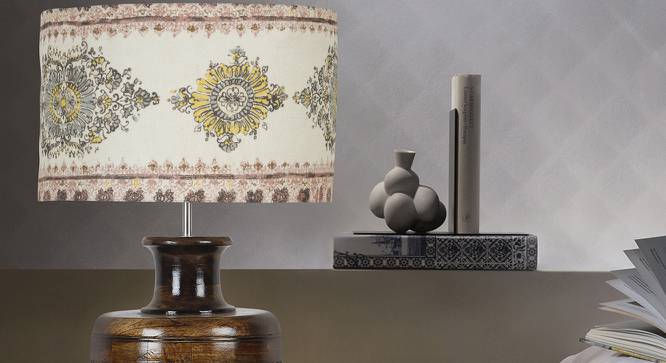 Oakum Table Lamp (Cotton Shade Material, Printed Shade Colour, Walnut) by Urban Ladder - Design 1 Side View - 464432