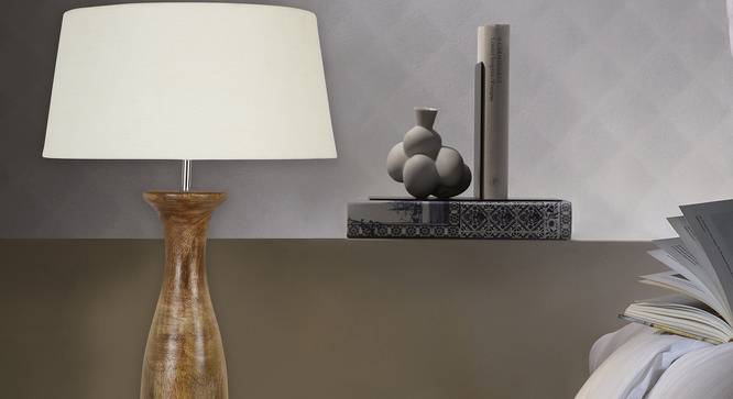 Earls Table Lamp (Cotton Shade Material, Off White Shade Colour, Maple) by Urban Ladder - Design 1 Side View - 464433