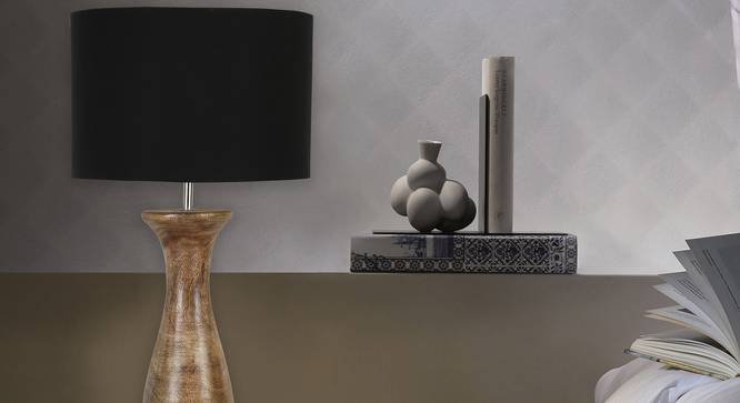 Earls Table Lamp (Black Shade Colour, Cotton Shade Material, Maple) by Urban Ladder - Design 1 Side View - 464434