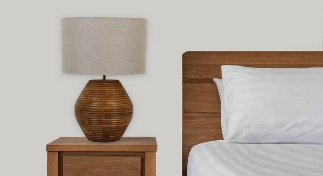 Candera Table Lamp (Linen Shade Material, Walnut, Beige Shade Colour) by Urban Ladder - Design 1 Side View - 464440
