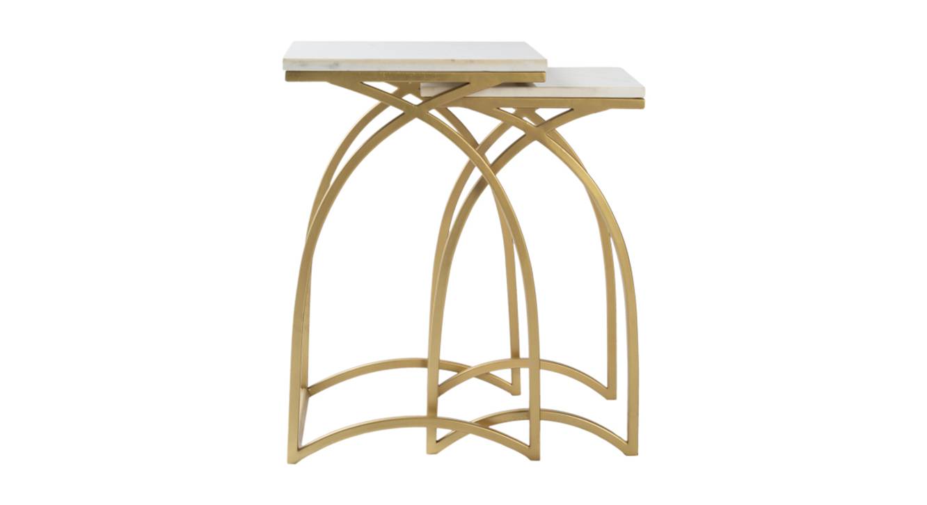 Brisbane Metal Side Table in Golden Finish Urban Ladder