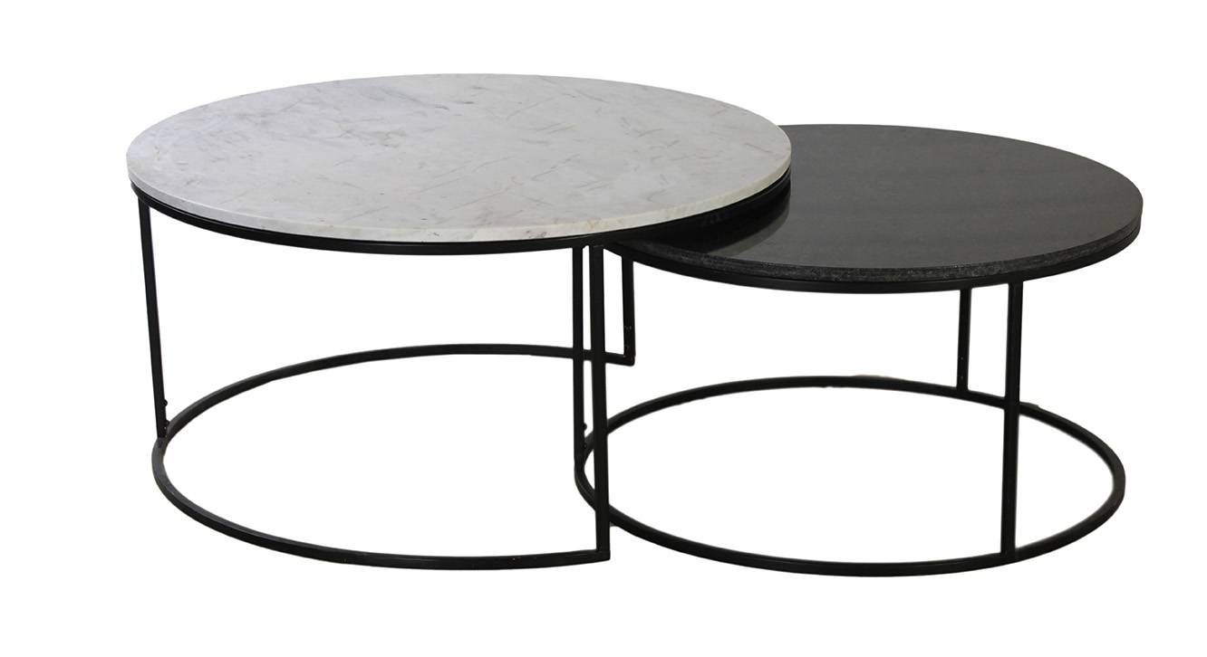 Dublin Round Metal Coffee Table in Black Finish Urban Ladder