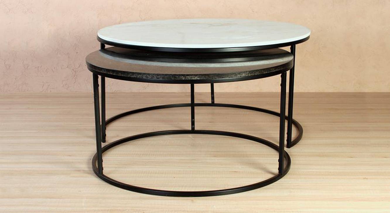 Dublin Round Metal Coffee Table in Black Finish Urban Ladder
