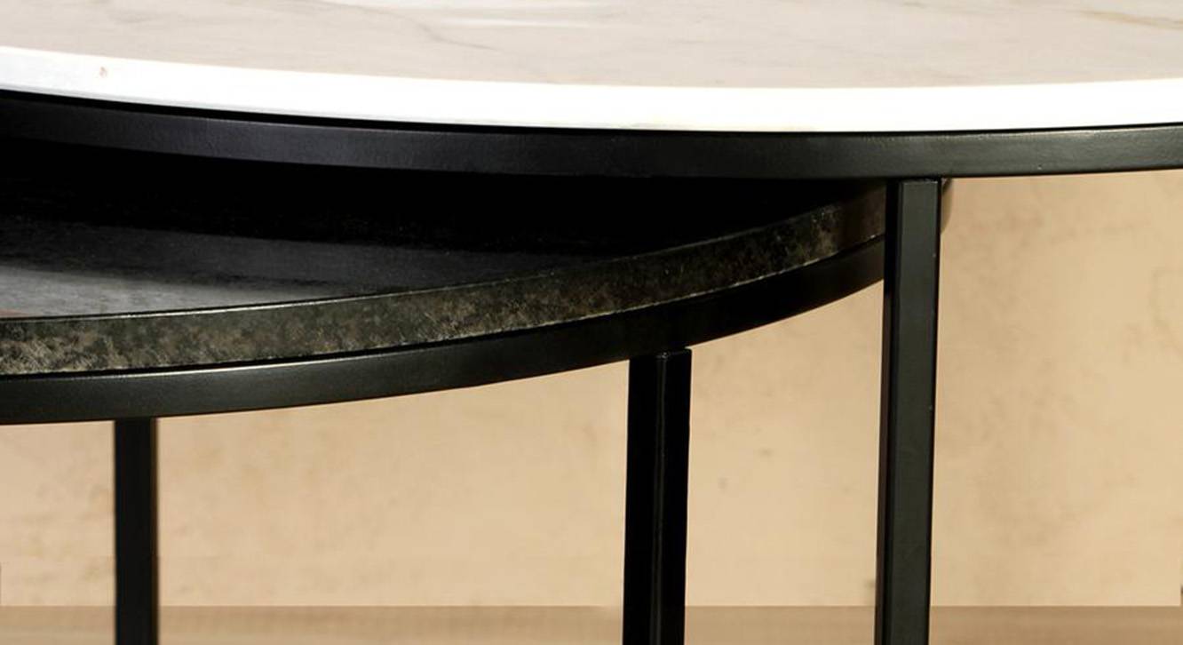 Dublin Round Metal Coffee Table in Black Finish Urban Ladder