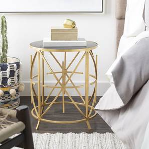 Side Tables End Tables Design Melzo End Table (Gold, Black Finish)