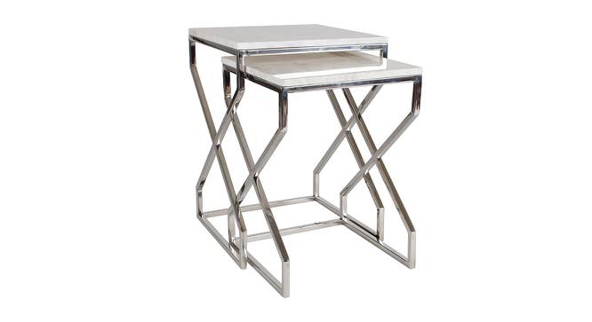 Melbourne Nesting Table - Set of 2 (Chrome, Shinny Finish) by Urban Ladder - Front View Design 1 - 464607