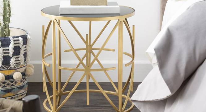 Melzo End Table (Gold, Black Finish) by Urban Ladder - Front View Design 1 - 464608