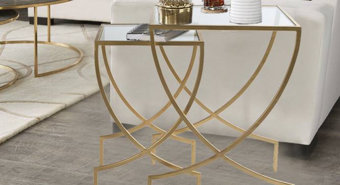 Lugo Nesting Table - Set of 2 (Gold, Clear Finish) by Urban Ladder - Front View Design 1 - 464610