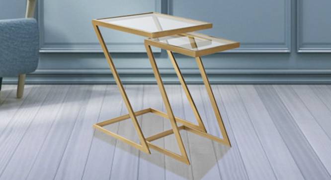 Nowra Nesting Table - Set of 2 (Gold, Clear Finish) by Urban Ladder - Front View Design 1 - 464611