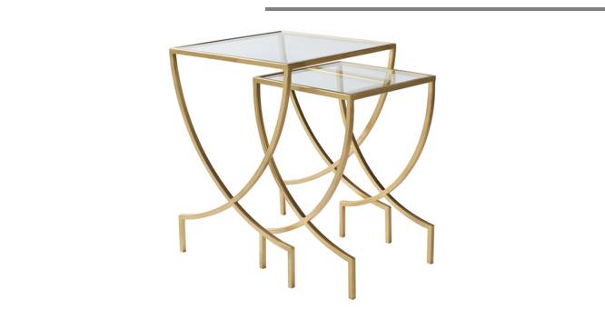 Lugo Nesting Table - Set of 2 (Gold, Clear Finish) by Urban Ladder - Cross View Design 1 - 464624