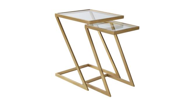 Nowra Nesting Table - Set of 2 (Gold, Clear Finish) by Urban Ladder - Cross View Design 1 - 464625