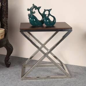 pristine interiors Marvel Metal Side Table in Ss Polish & Matte Walnut Ss Polish & Matte Wa...-picture-11