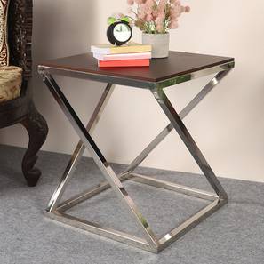 pristine interiors Melisande Metal Side Table in Ss Polish & Matte Walnut Ss Polish & Matte...-picture-17