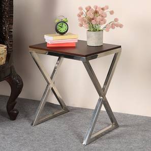 pristine interiors Peridot Metal Side Table in Ss Polish & Matte Walnut Ss Polish & Matte W...-picture-14